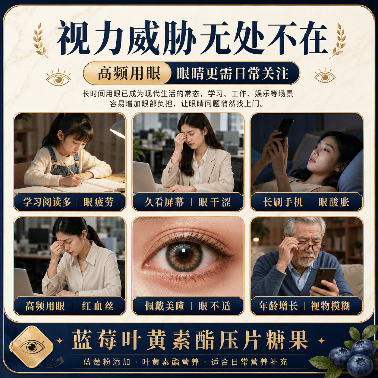 CORE ESCORT蓝莓叶黄素酯片儿童青少年中老年眼疲劳眼睛营养学习看书眼睛累 【加班熬夜】 60粒*2瓶
