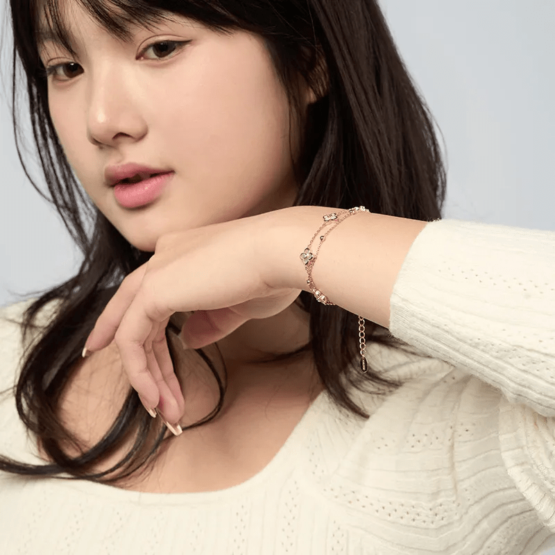 梵哲诗轻奢四叶草手链女款感生日情人节送女朋友礼物 少女粉四叶草手链+高定珠宝品牌礼盒+鉴定证书