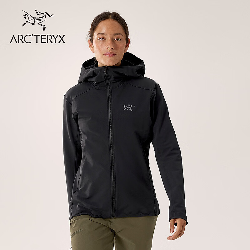 ARC'TERYX始祖鸟 GAMMA HOODY 防风 女子 软壳夹克 BLACK/黑色 M