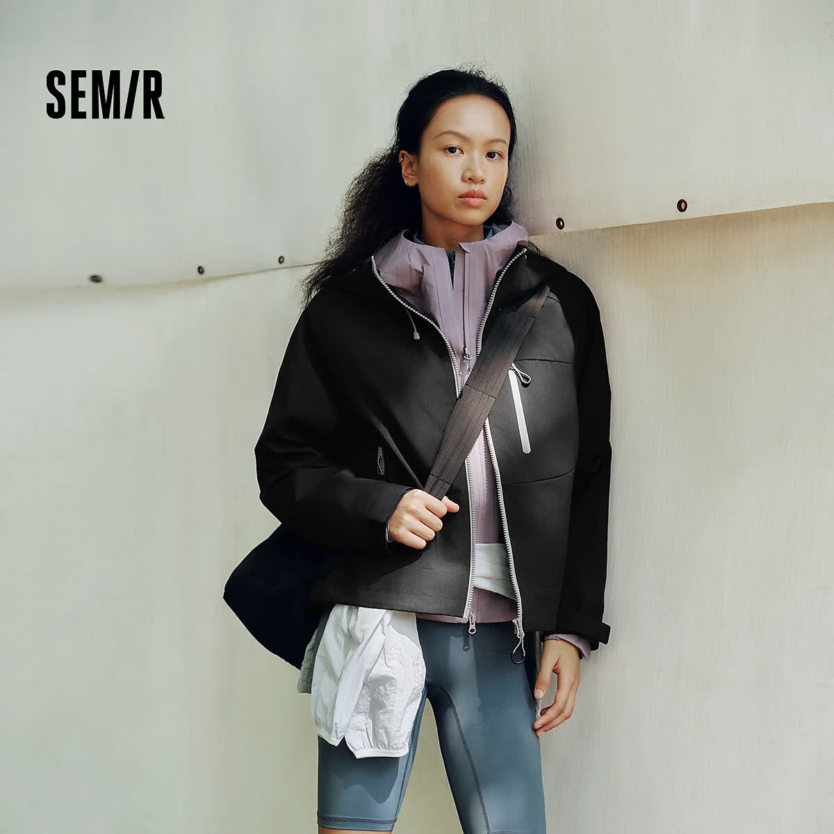 森马(Semir)都市护身服|森马XCNSPACE航天合作系列外套女秋季防泼水防风夹克 黑色90001 L