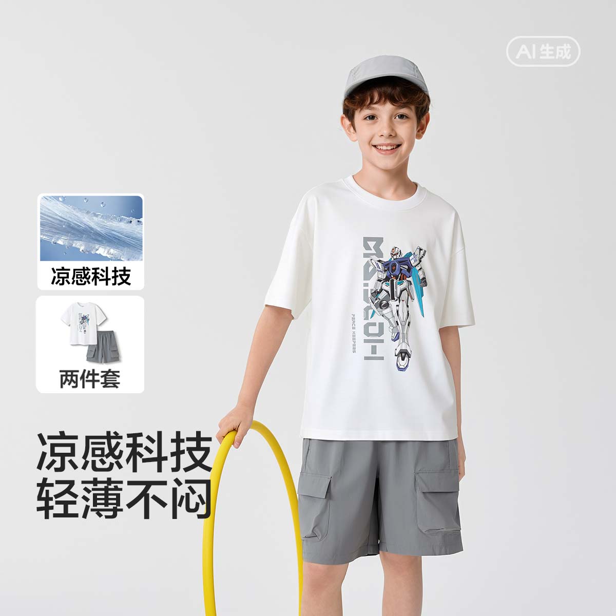 巴拉巴拉儿童短袖套装2025童装夏季男两件套凉感【商场同款】202225119115