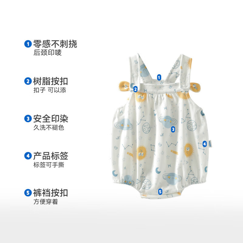 aqpa【新疆棉】肚兜婴儿连体衣夏季纯棉吊带包屁衣男女宝宝三角爬服 星际之旅（蓝调） 66cm
