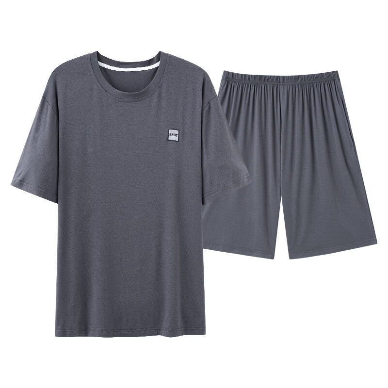 浪莎睡衣男士冰丝夏季抑菌莫代尔凉感可外穿圆领简约休闲家居服男套装 【10A抑菌】夏季热卖冰丝凉感 3XL /185码（体重160-180斤）