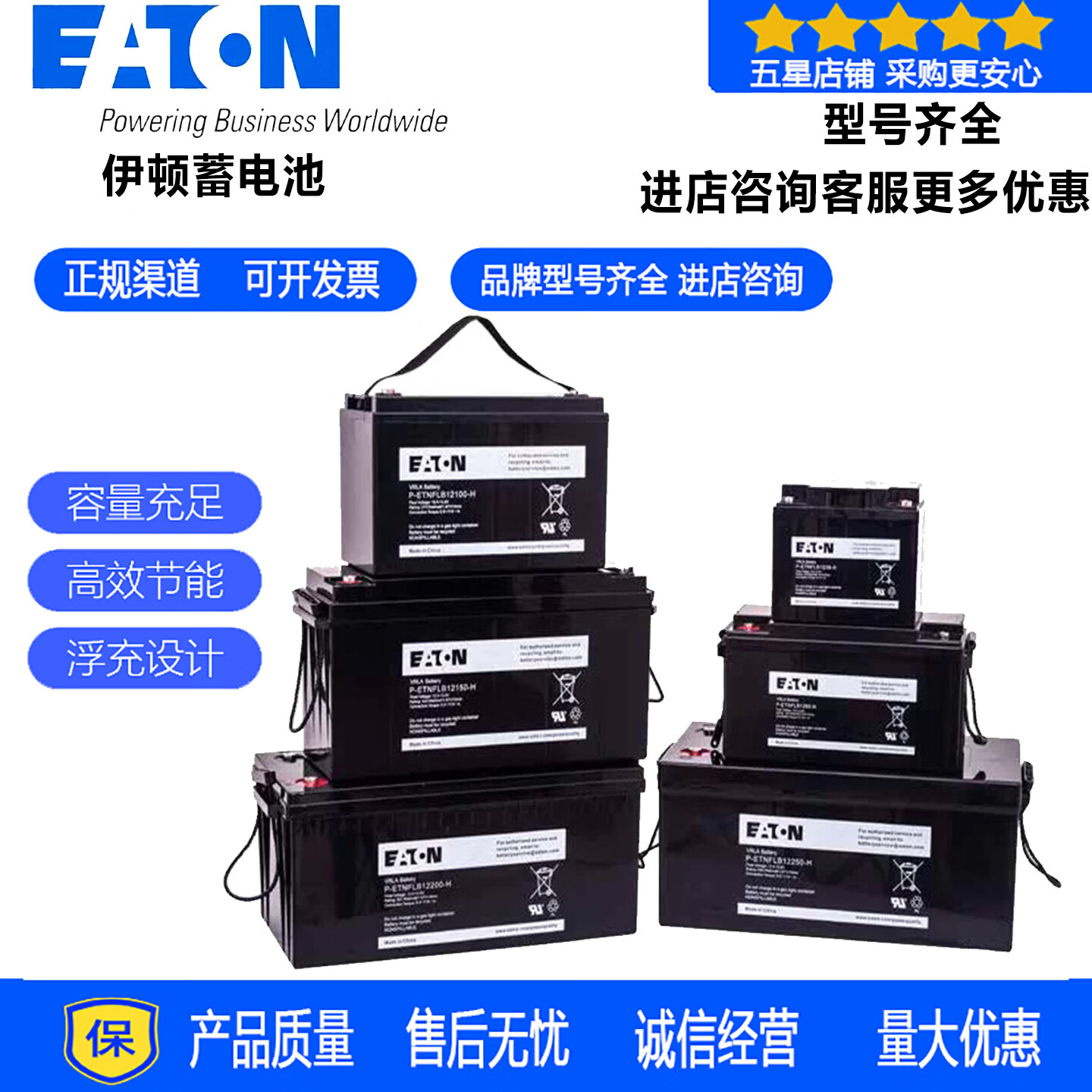 伊顿(Eaton)EATON伊顿蓄电池P-ETNFLB12100铅酸免维护UPS电源12V7AH9A12A17A20A24A38A65AH100AH120A150A200AH 12V7AH