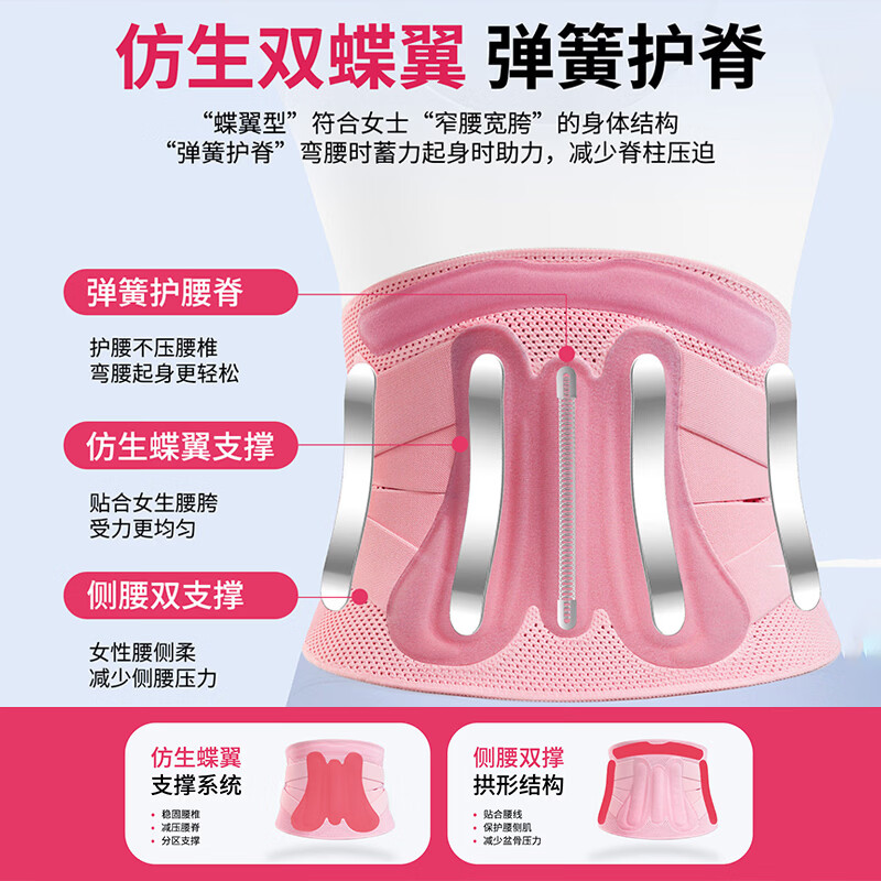 LISM日本品质医用护腰带腰间盘劳损女士腰部腰肌突出疼痛支撑久坐腰托 女士专用【升级蝶翼支撑】4+1弹簧护脊/透气不闷 XXL码【适合体重160-200斤】
