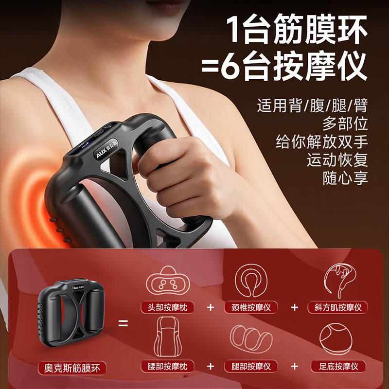 奥克斯筋膜环筋膜枪甩脂瘦肚子神器健腹按摩仪腰带全身按摩器缓解肌肉酸痛520送男女朋友生日礼物 【1.4M加长腰带】双环共振强效动力