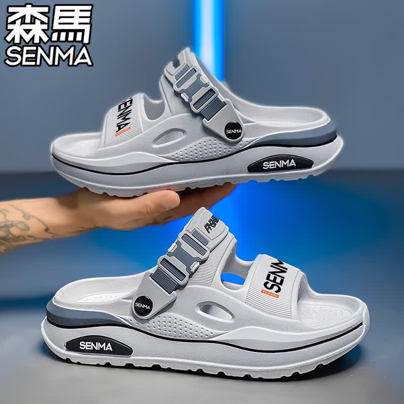 森马（senma）森马凉鞋男夏季外穿拖鞋青少年一字两用沙滩凉拖 灰色 42-43