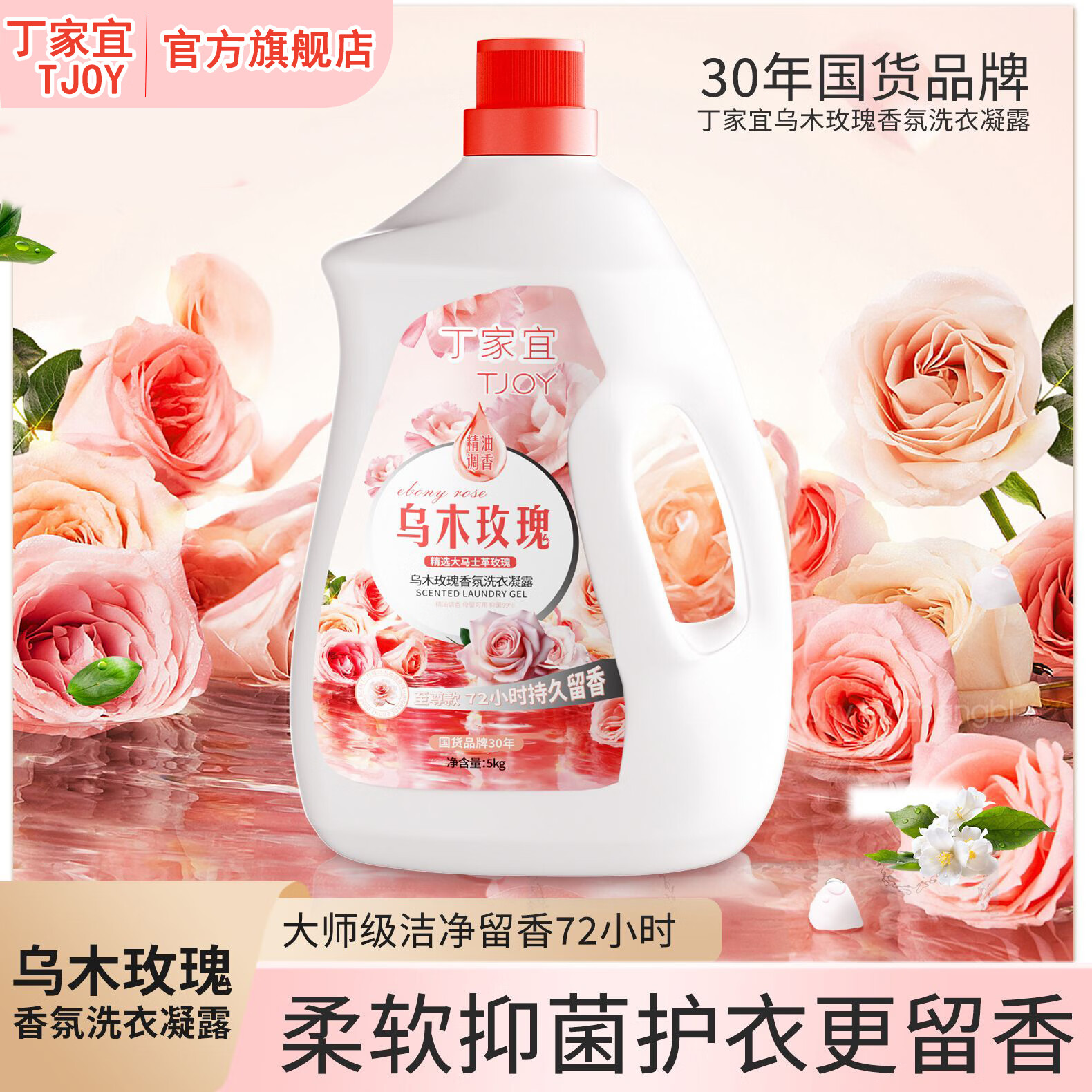 丁家宜（TJOY）乌木玫瑰香氛洗衣液高奢香氛去污柔顺抑菌除螨持久留香5kg 【抑菌除螨 持久锁香】10斤*1桶