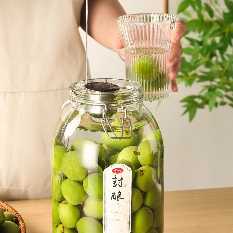 木琅玻璃密封罐泡酒罐泡酒玻璃瓶泡酒专用罐果酒罐青梅杨梅容器储物罐 3升(送贴纸)