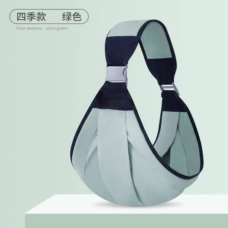 宝宝背带婴儿外出简易背巾两用透气多功能新生儿背带抱娃神器T 绿色四季款