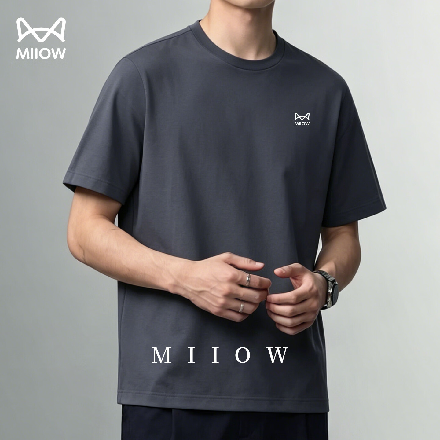 猫人(MiiOW)父亲节礼物速干短袖t恤男户外跑步透气上衣训练健身冰丝速干衣 男装灰 【冰丝速干-店长推荐】 XL /180(140-160斤)