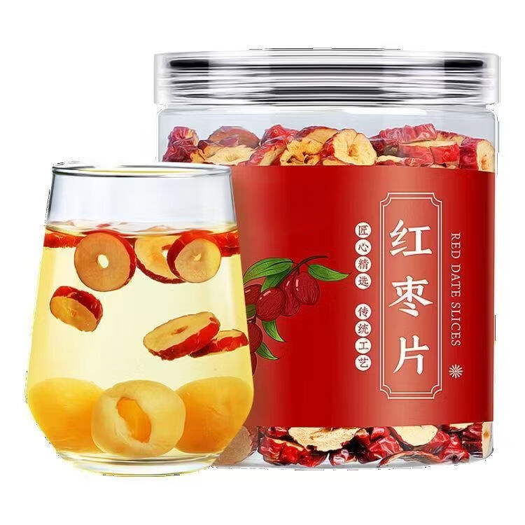 同仁堂(TRT)胖东来同款甄选新疆红枣片红枣干无核红枣片枣圈无硫补气血养生茶 甄选红枣片 180g*4罐