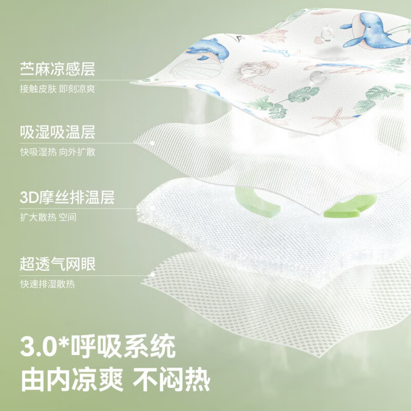 贝肽斯婴儿凉席夏季苎麻凉席儿童床席透气宝宝婴儿幼儿园午睡席子 【凉席】海底萌游(23%苎麻含量 10A抗菌) 100*56cm