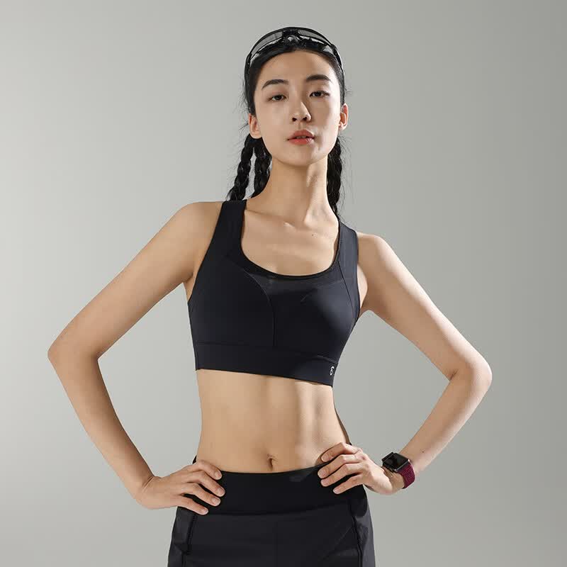 马孔多（macondo）高强度运动内衣女跑步防下垂防震收副乳文胸训练夏季新款 黑色 S