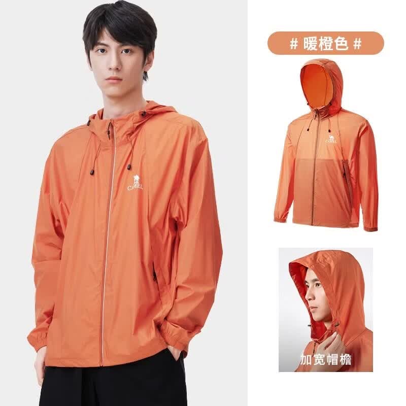 骆驼动感（camel active）骆驼氢云 | 冷白皮户外防晒衣男女26夏防紫外线凉感钓鱼服防晒服 暖橙，男，A34BA31204 S