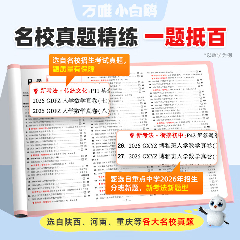 2027万唯小白鸥小升初真题卷语文数学英语毕业分班考试全国重点中学2026招生真题试卷超详解小学数学五年级六年级寒暑假总复习必刷资料 【语文】真题套卷|配重难视频讲解