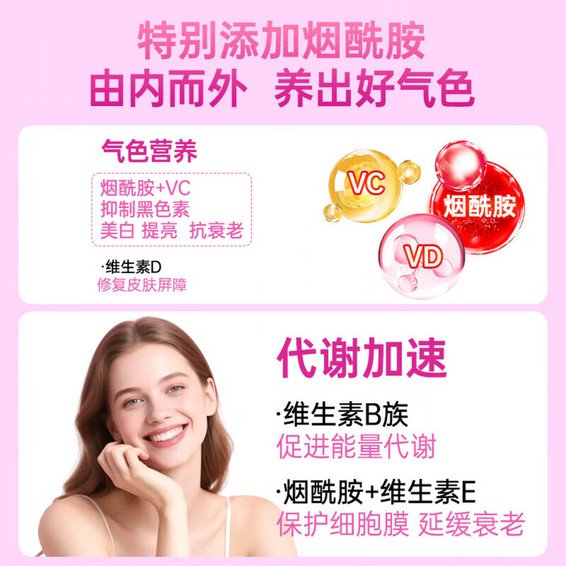 丹清堂维生素C维生素E烟酰胺 多种维生素片 维C维E烟酰胺 100粒*3瓶
