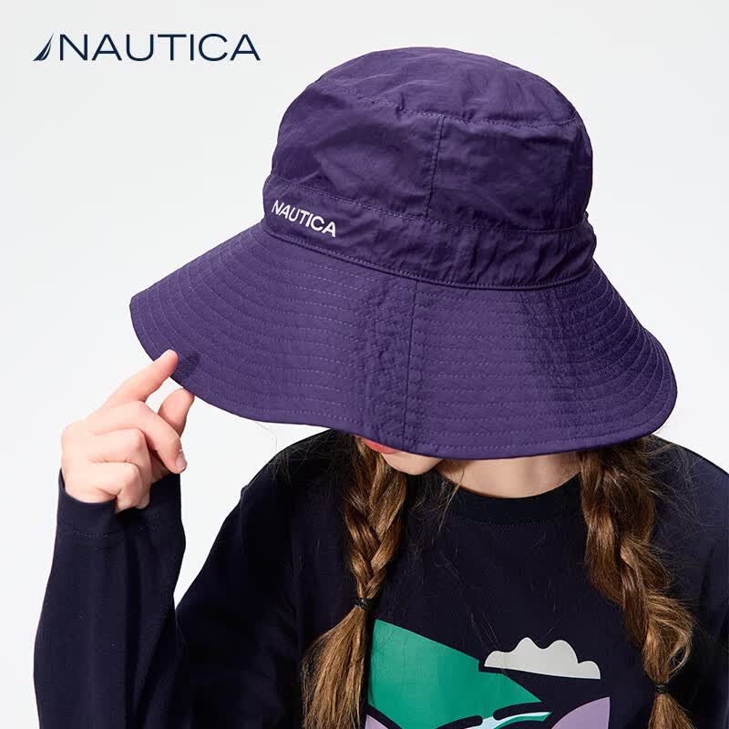诺帝卡（NAUTICA）诺帝卡童装男童女童渔夫帽夏季儿童遮阳防晒帽头饰户外出游帽子 藏青【可收纳】