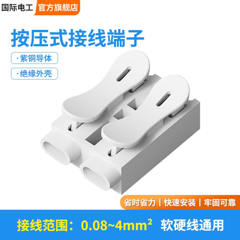 国际电工（FDD）快速接线端子按压式对接头分线并线柱电线接头出线连接器卡子线夹 CH-2丨二进二出 (10只装)
