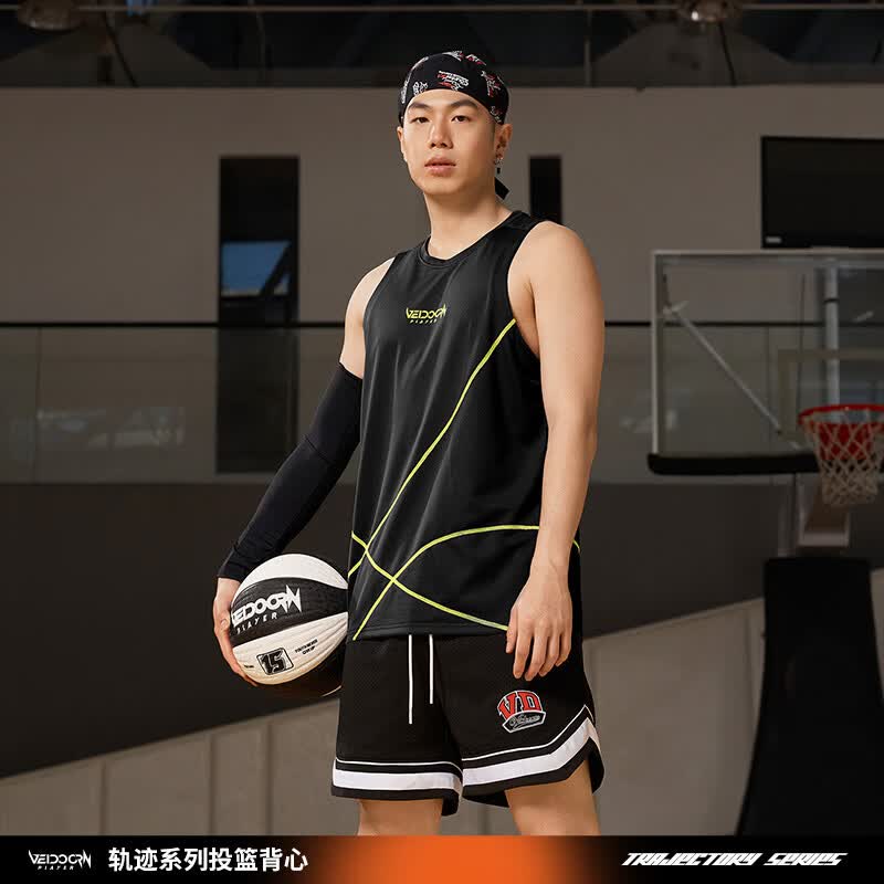 维动(VEIDOORN)男士夏季篮球背心吸湿速干无袖t恤宽松透气跑步健身训练运动上衣 黑色 L