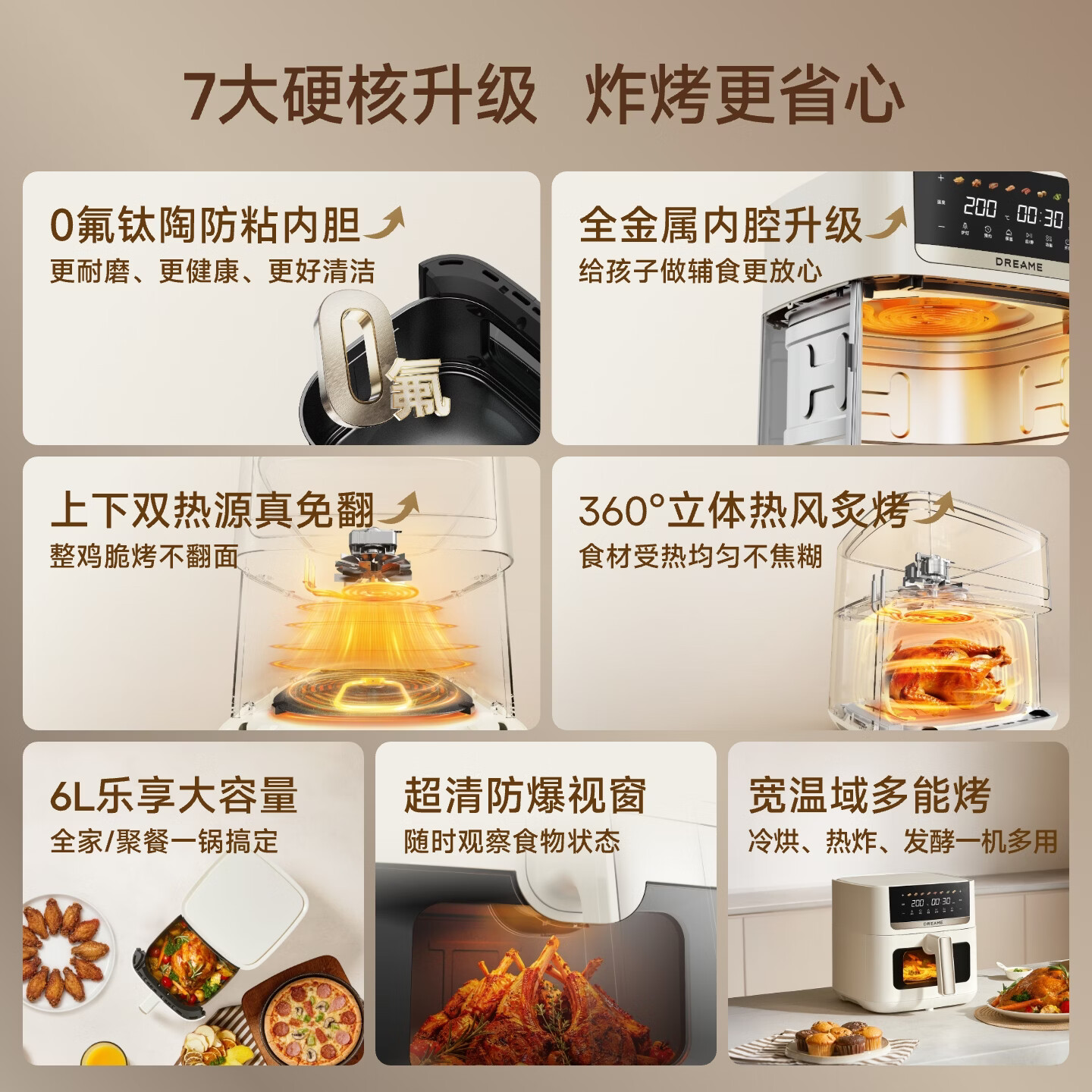 追觅【价保618】空气炸锅蒸烤一体TL30 白色款 家用容量6L 烤箱免翻面 2026新款 0氟钛陶 全金属内腔
