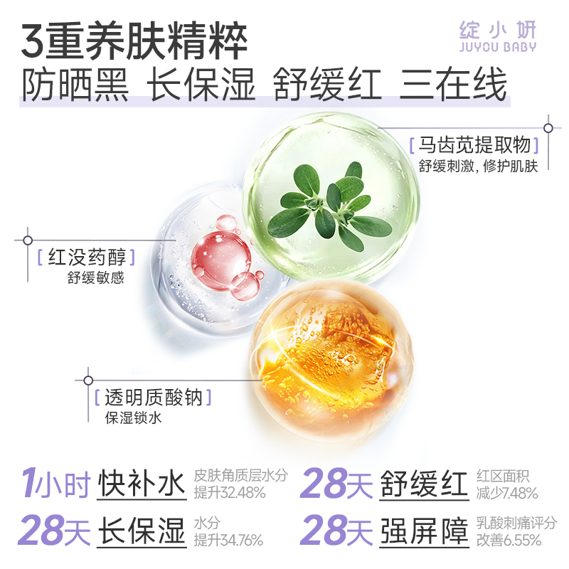 绽小妍儿童防晒霜小紫管海边隔离紫外线乳专用夏季防晒黑SPF25+ 【8倍防晒黑 保湿舒缓】50g