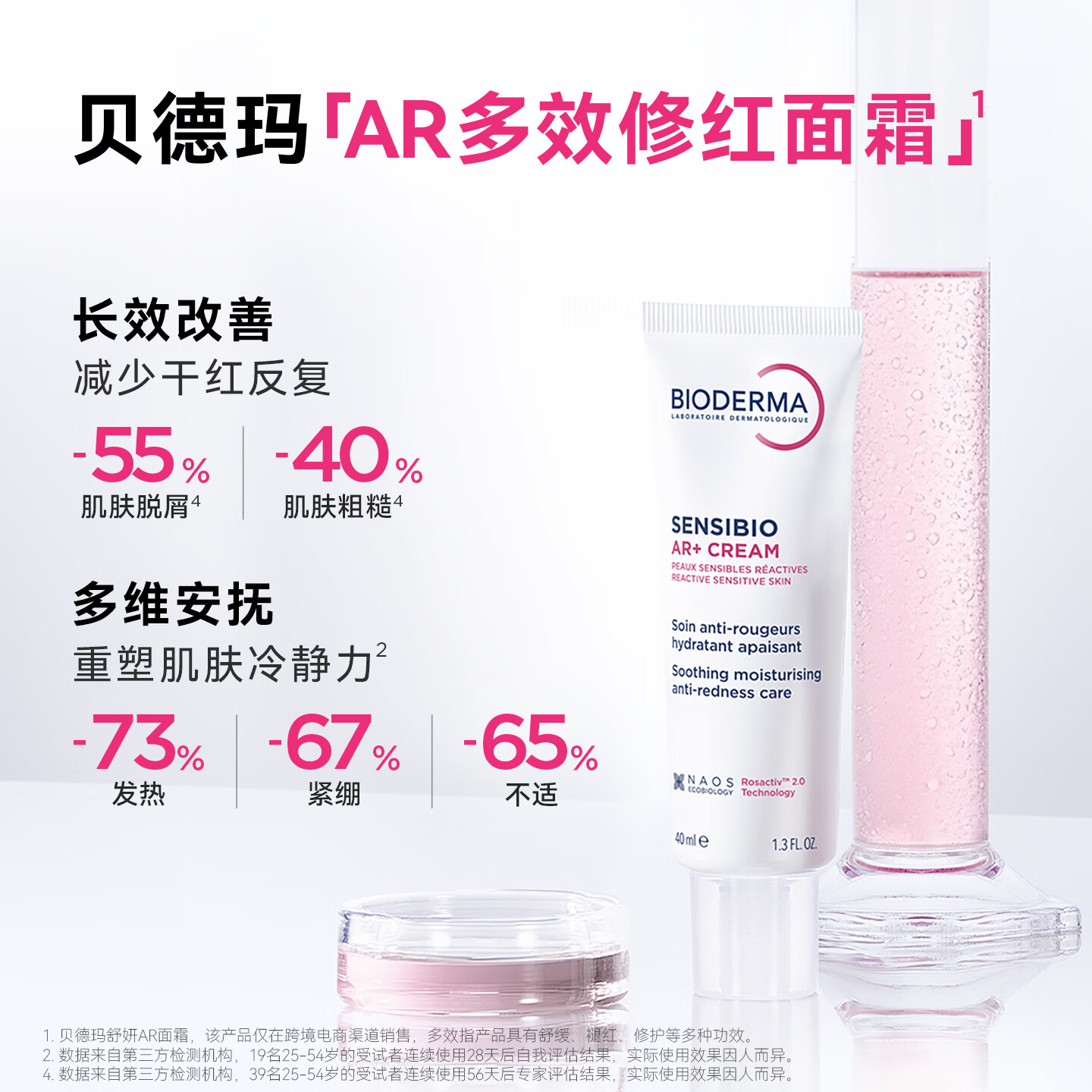 贝德玛(BIODERMA)【官方正品】AR多效修红面霜玫瑰肌根源褪红舒缓强障红脸少反复 AR多效修红面霜40ml