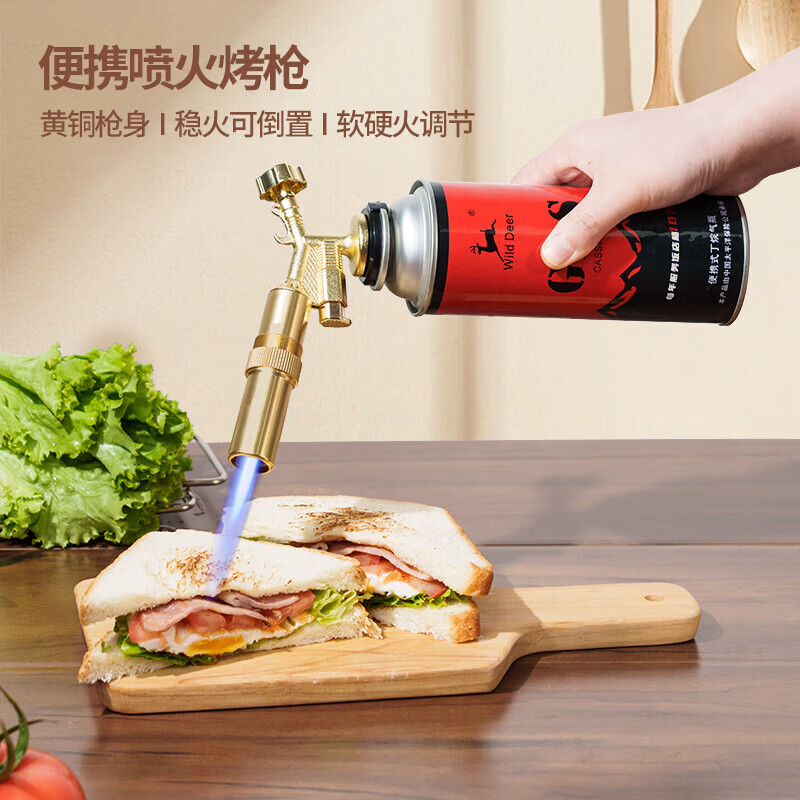 金字塔气罐点火器 烧肉皮火枪 家用卡式喷火抢 高温喷灯喷火抢+气罐 【至尊铜款】喷火枪+2瓶气罐