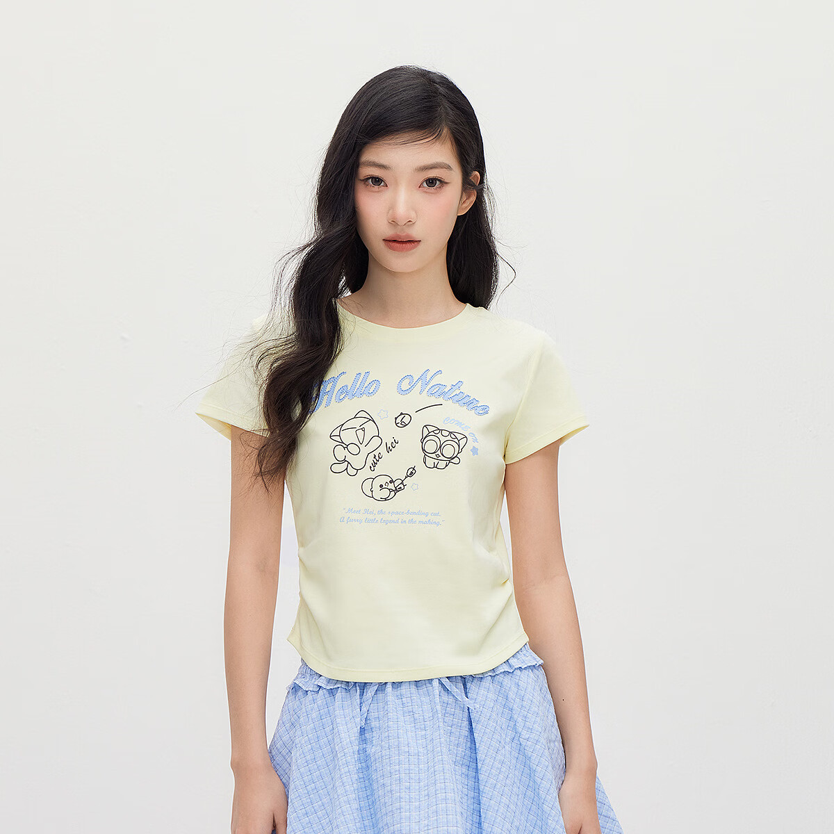 森马(Semir)凉感T|森马罗小黑短袖T恤女夏短款修身正肩2026新款趣味显瘦衣服 淡黄31401 L 森马(Semir)凉感T|森马罗小黑短袖T恤女夏短款修身正肩2026新款趣味显瘦衣服 淡黄31401 L