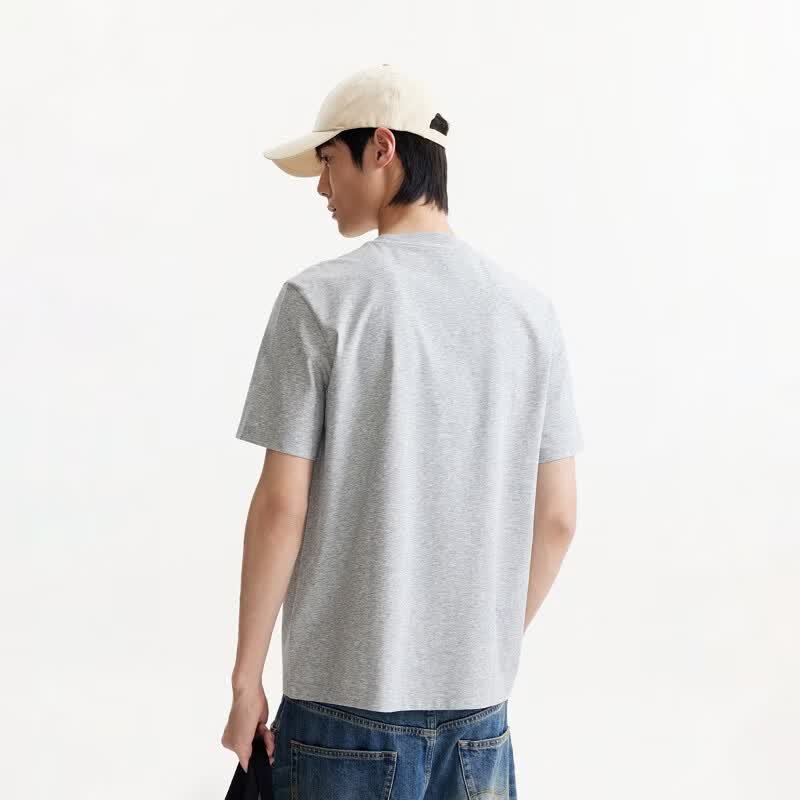 杰克·琼斯(JACK&JONES)26年男装四季打底T恤男士凉感透气多色情侣款短袖t恤水洗不易走形 G41花灰色 第二批 XS 165