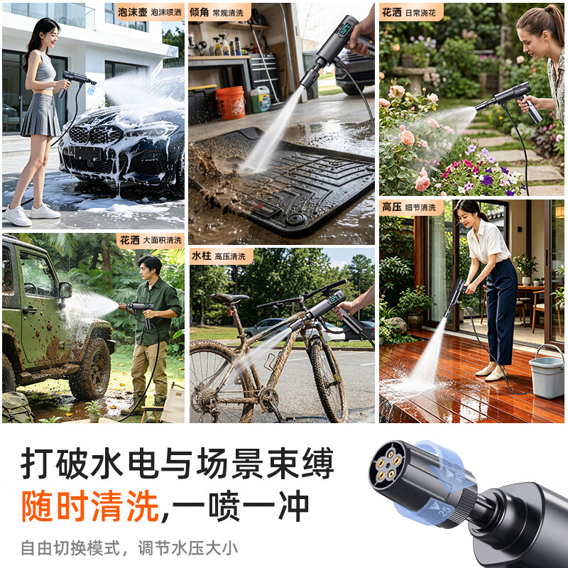 雷驰豹无线锂电高压洗车水枪强压大出水家商用全套清洗神器 超Mini可折叠【54600mWh】10米出水管+洗车礼包+消防级强压力 【官方正品】享极速发货+10年质保