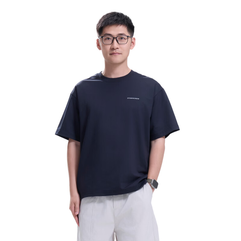 影视飓风"凉伴"二代抗菌短袖STORMCREW凉感速干防晒休闲T恤春夏男女衣服 耀夜黑 L