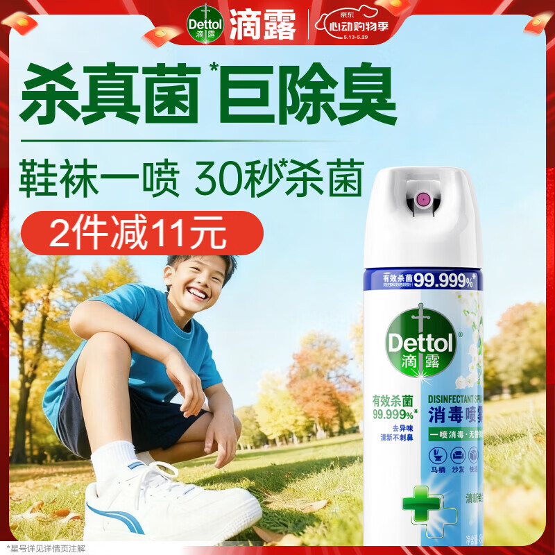 滴露（Dettol）消毒喷雾454ml鞋子除臭杀菌喷雾除臭剂马桶消毒床单除菌家用铃兰