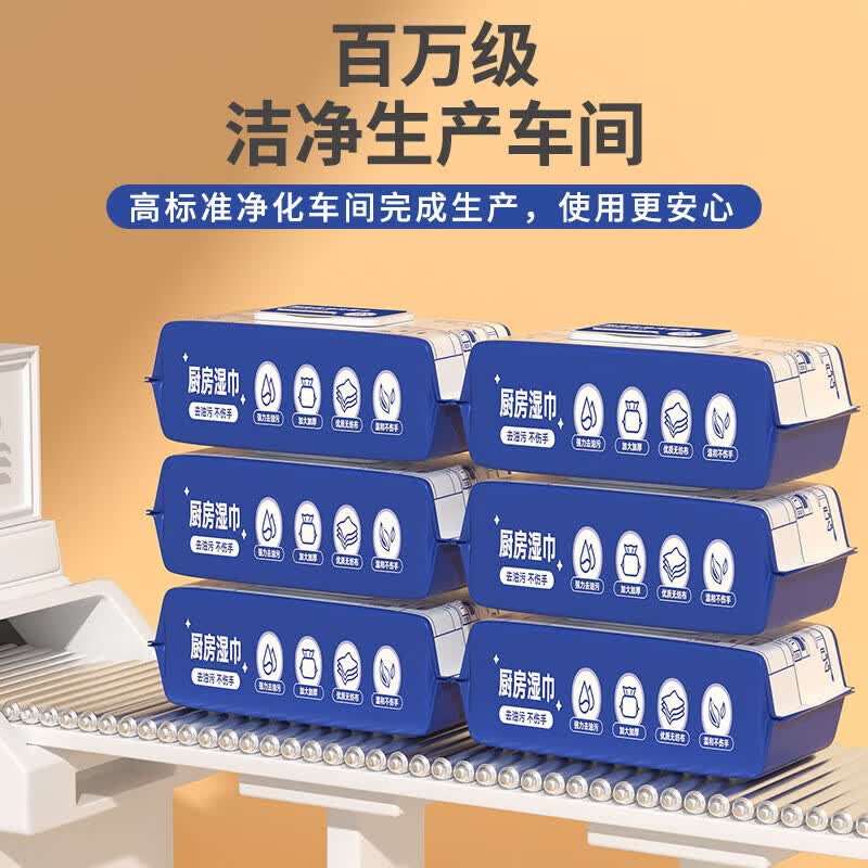 简禾(jianhe)厨房用纸湿巾去油污一次性清洁抹布洗碗布加大加厚可水洗懒人抹布 3大包*80抽【蓝白款18*22cm】 1层 1张*1包