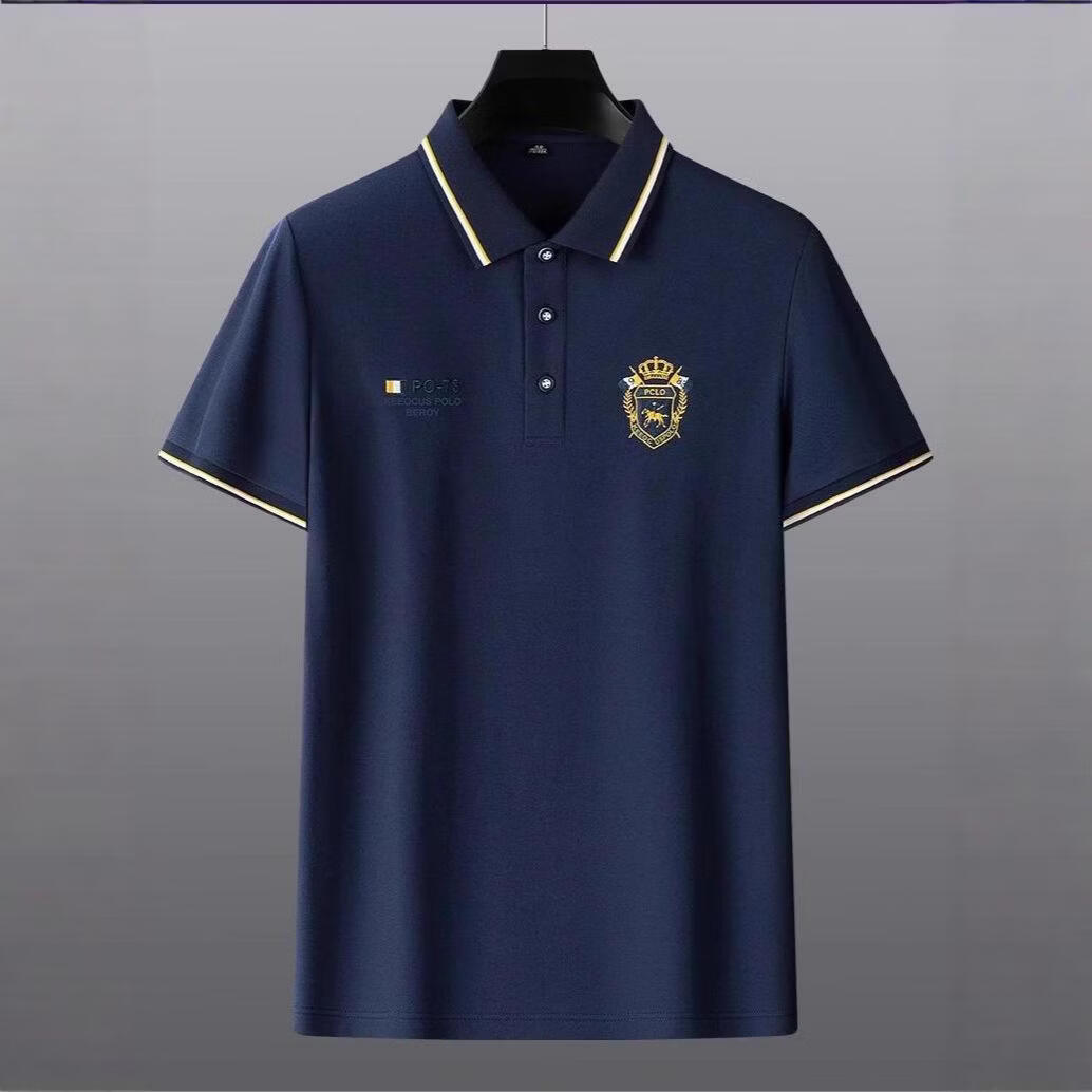2026夏季新款翻领短袖T恤商务休闲半袖上衣男 黄色 4XL 【180-195斤】