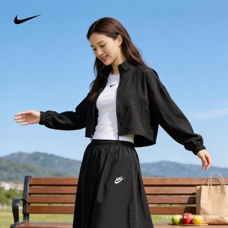 耐克（NIKE）26年夏季新款女子轻盈立领刺绣拉链开襟插手口袋运动夹克 IF0588-010 M