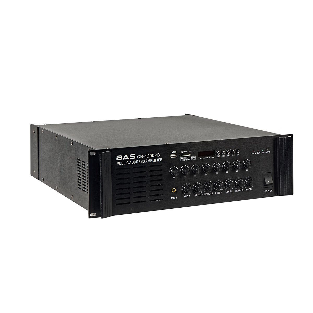 BAS1200w 8分区独立调音定压功放 功率放大器 背景音乐 公共广播 吸顶喇叭 店铺功放 CB-1200PB 黑色 480*460*132mm