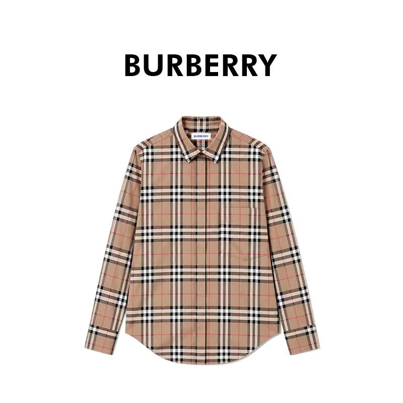 BURBERRY女士棕色格纹长袖衬衫81217391 法国直邮