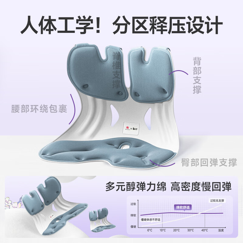 BKT护腰坐垫孕妇喂奶靠垫人体工学腰靠垫哺乳座椅宝妈直播专属 加大款-幻影灰【150斤以内】