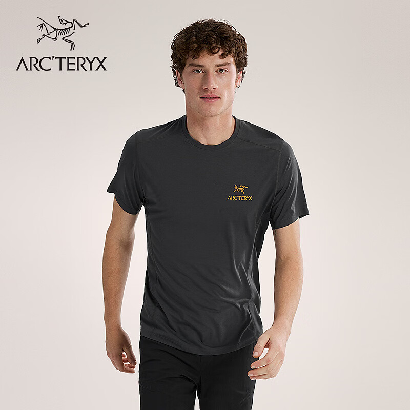 ARC'TERYX始祖鸟 MOTUS CREW ARC'WORD SS 男子 运动短袖T恤 BLACK HEATHER/黑灰色 M