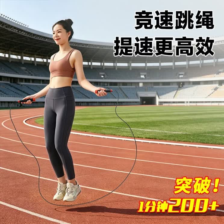 安踏（ANTA）竞速跳绳钢丝中考考试比赛专用中小学生成人减肥体育健身超轻双摇 黑橙【钢丝/提速/比赛专用】