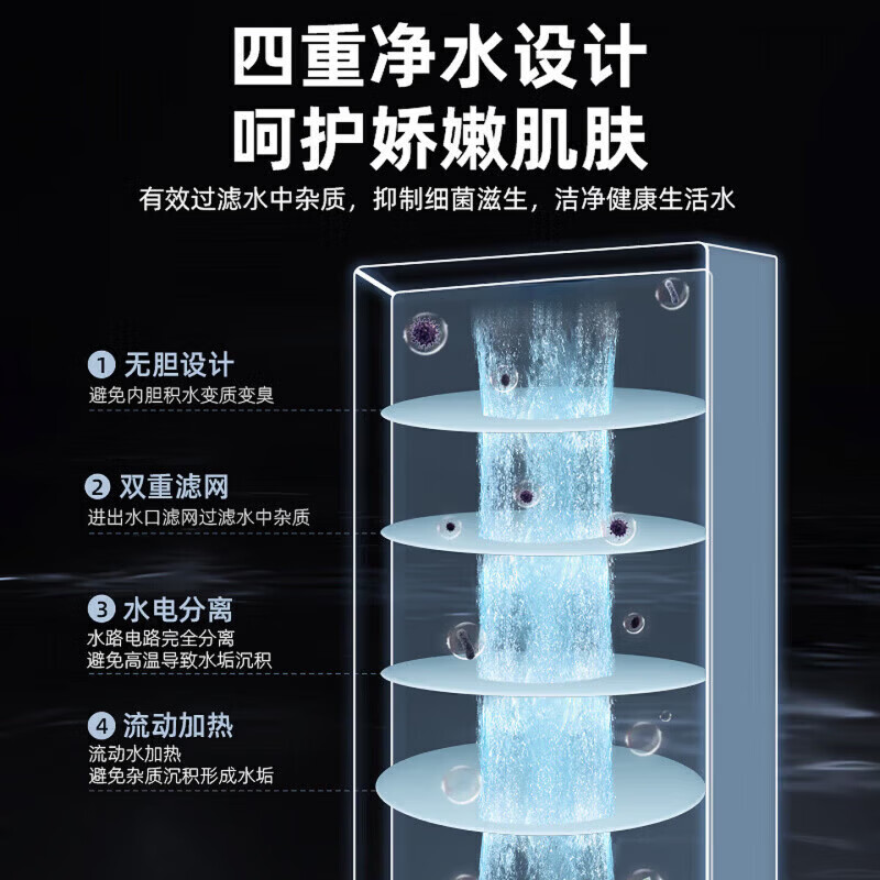 美的多采即热式电热水器8800W家用淋浴洗澡免储水变频速热智能恒温家用过水热一级能效节能省电热水器 8800W 珍珠白（智能变频恒温+水电分离） 师傅上门包安装