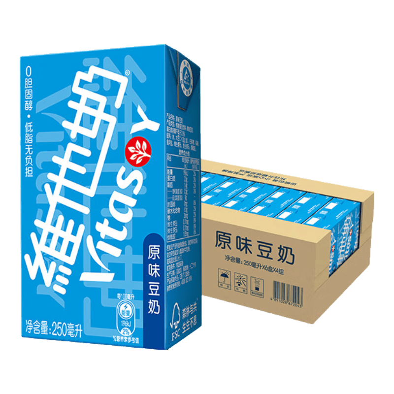 维他奶原味豆奶250ml/盒低脂早餐奶优质植物蛋白饮料饮品豆香浓郁好味道 原味 250ml*24盒