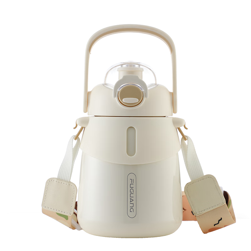 富光 清晨保温大肚杯女高颜值儿童学生大容量吸管水杯子网红胖胖水杯 黄色 900ml （抗菌内胆）