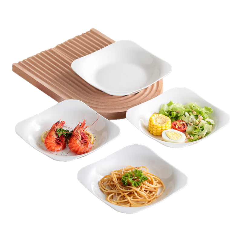 傳旗陶瓷盤家用白瓷盤子8.5英寸中式餐盤菜盤酒店商用微波爐可用4只裝
