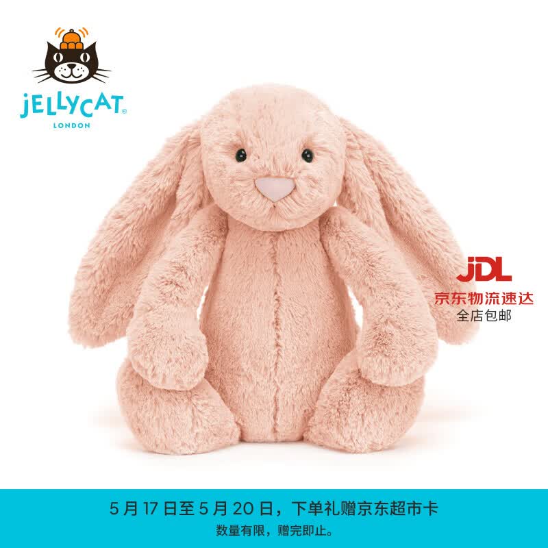 Jellycat害羞胭脂粉色邦尼兔柔软舒适动物毛绒玩偶儿童送礼520礼物 害羞胭脂粉色邦尼兔 Medium