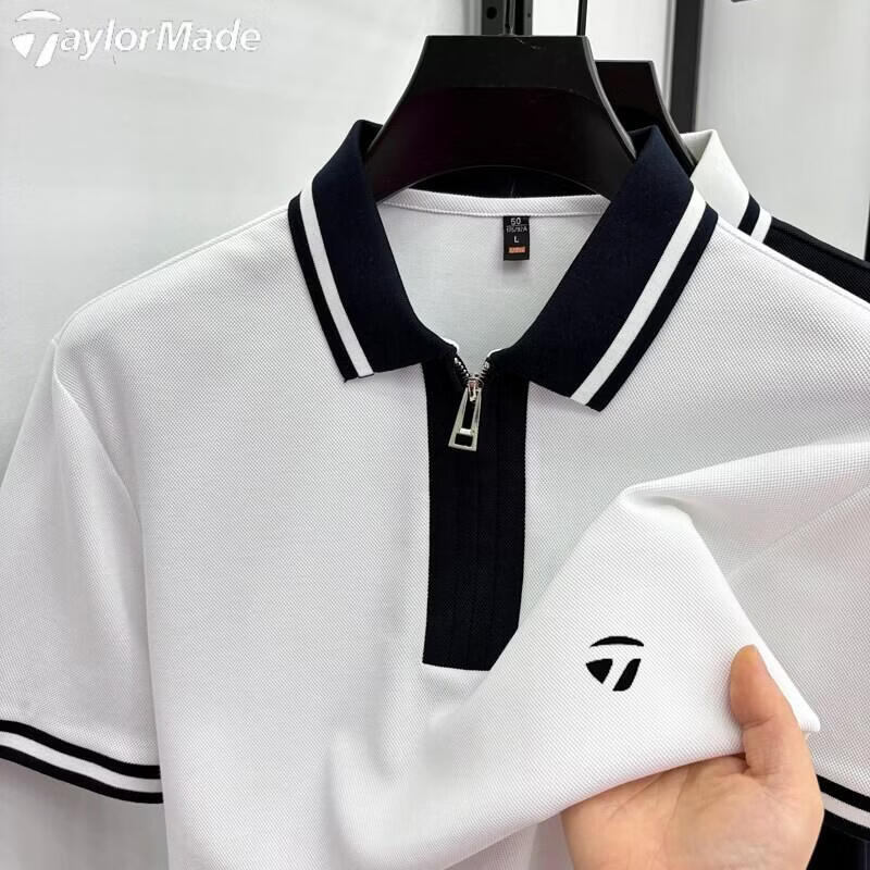 Taylormade泰勒梅高尔夫男士纯棉POLO衫夏季户外休闲短袖翻领T恤 蓝色 4XL 建议190-210斤