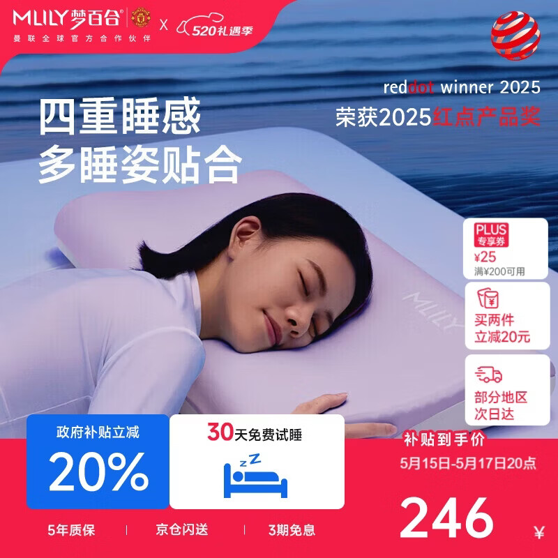 梦百合（MLILY）颈椎护颈枕成人枕头枕芯记忆棉枕单人学生宿舍深睡枕520送礼盒装
