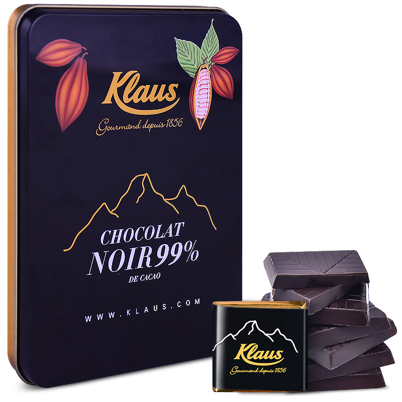 法国 克勒司(Klaus)99%纯黑巧克力礼盒 进口休闲零食糖果520送女友生日礼物60g