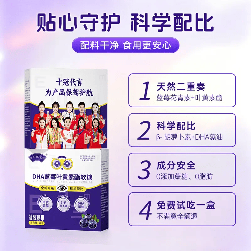 百祺堂【新升级款】T8-X百祺堂DHA蓝莓叶黄素酯软糖眼睛独立包装70g/盒 70g*12盒